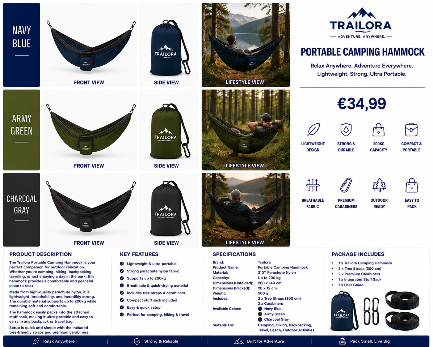 Trailora Portable Camping Hammock