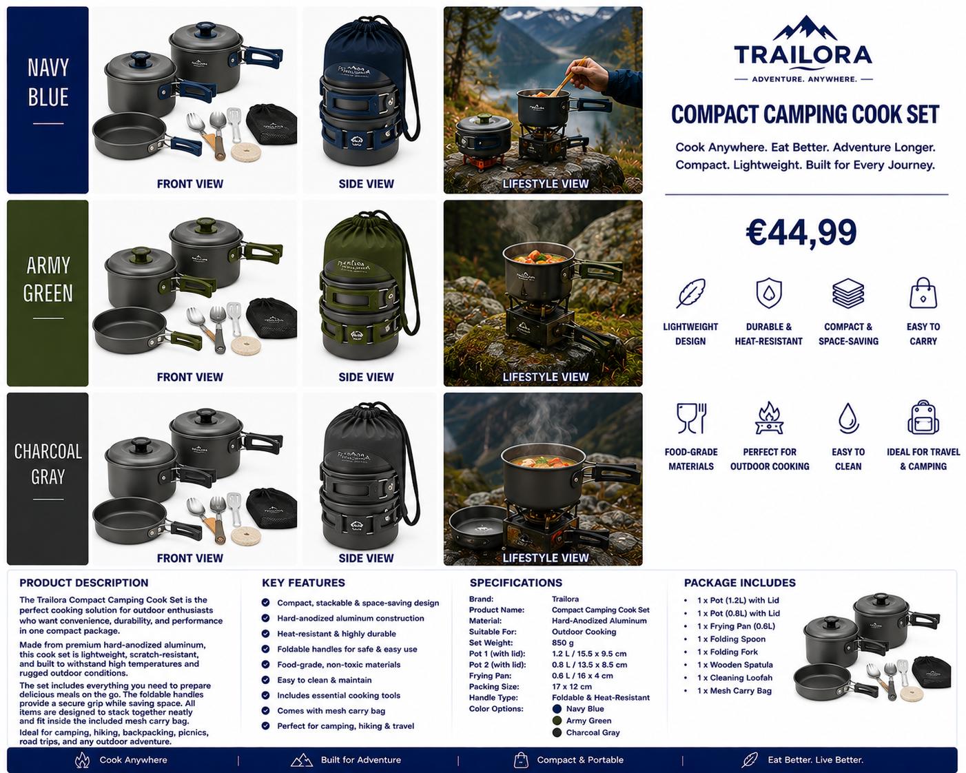 Trailora Compact Camping Cook Set