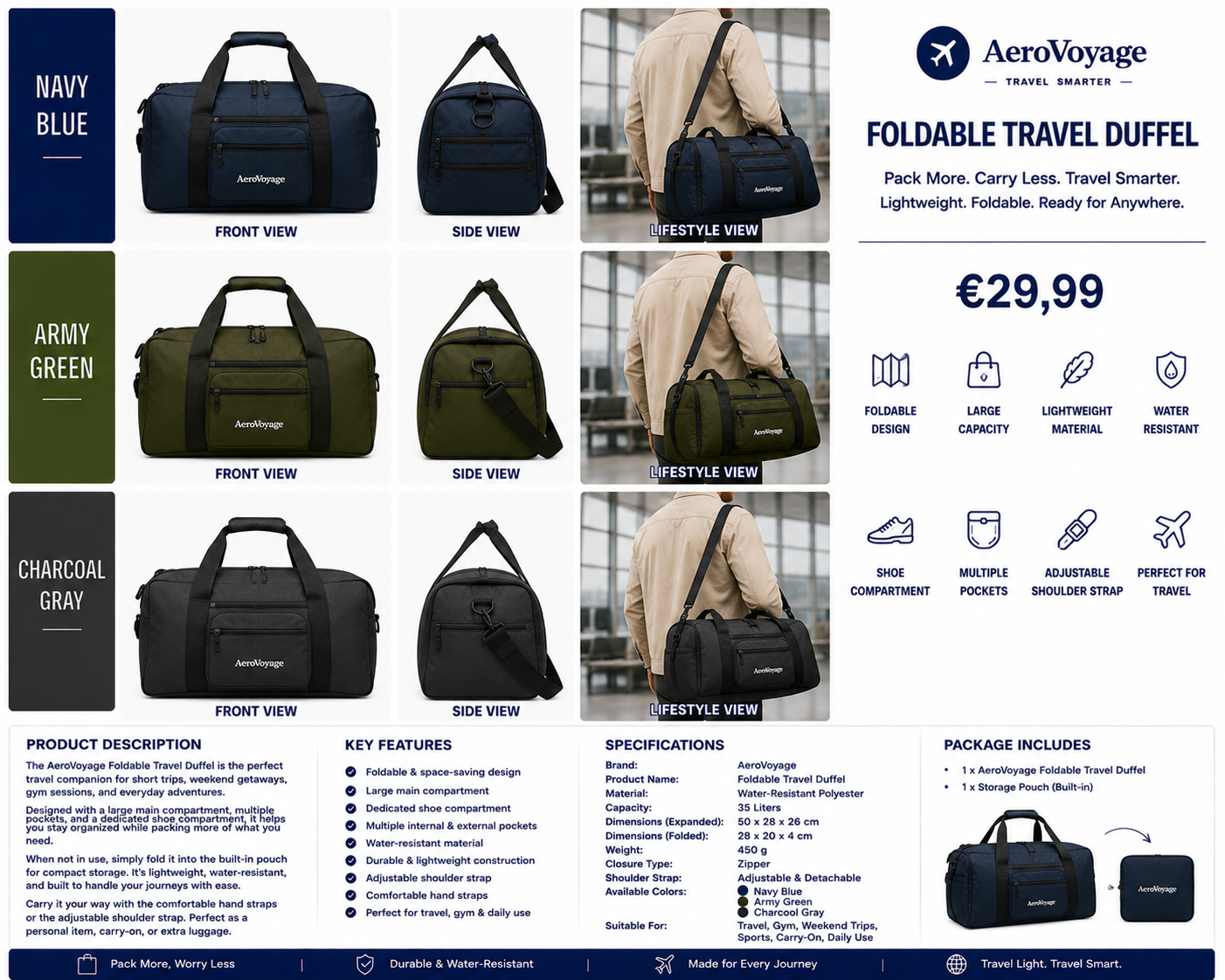 AeroVoyage Foldable Travel Duffel