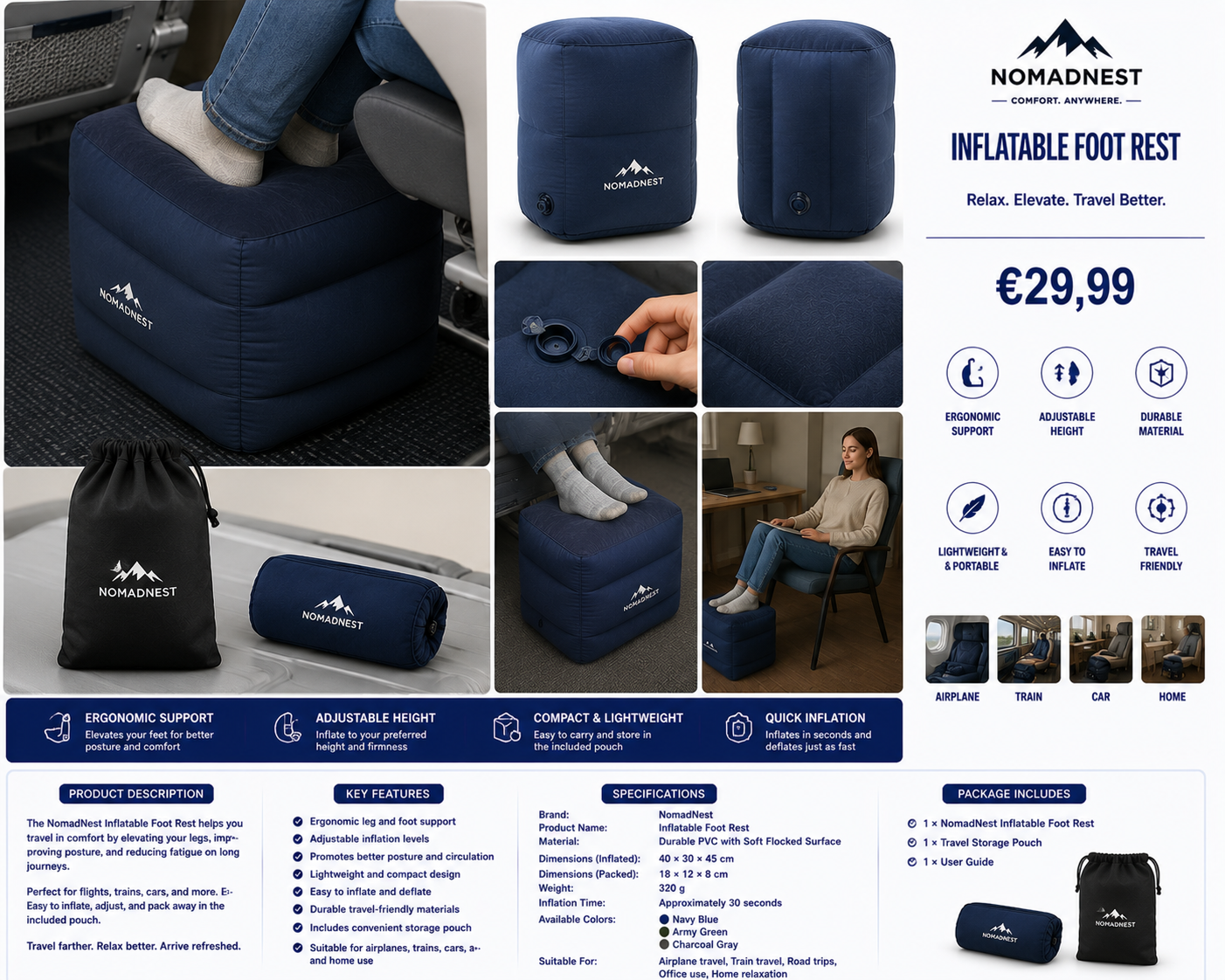 NomadNest Inflatable Foot Rest