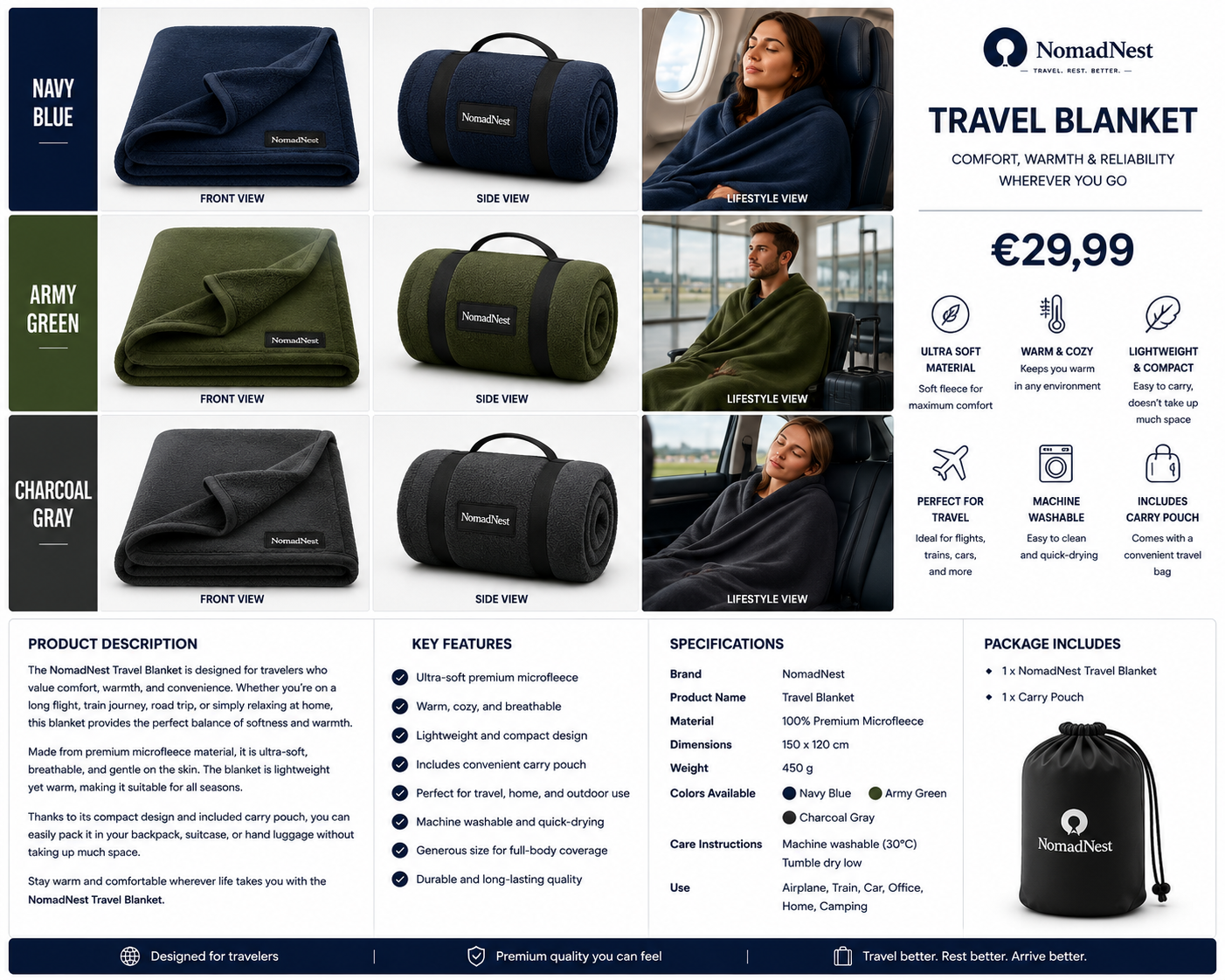 NomadNest Travel Blanket