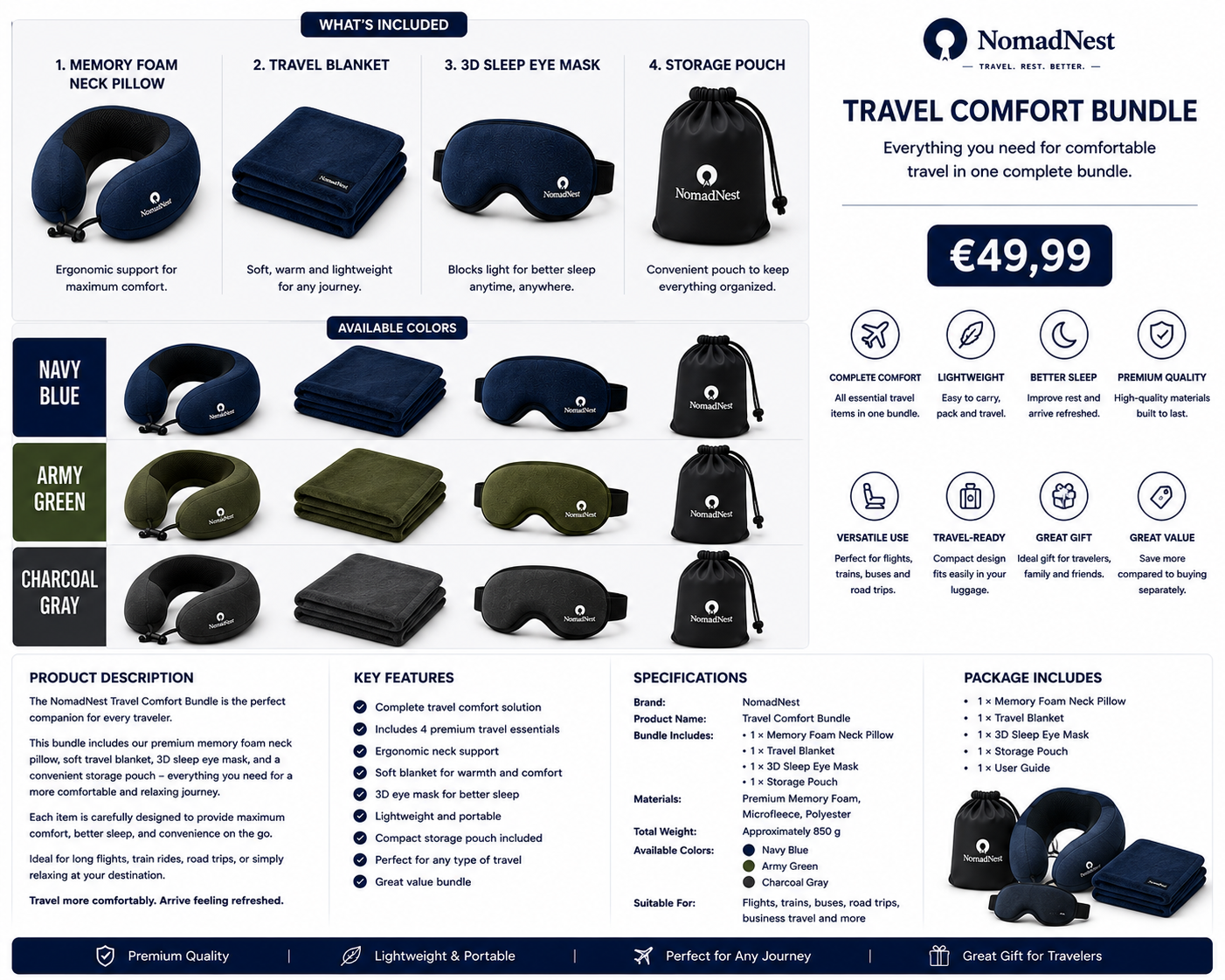 NomadNest Travel Comfort Bundle