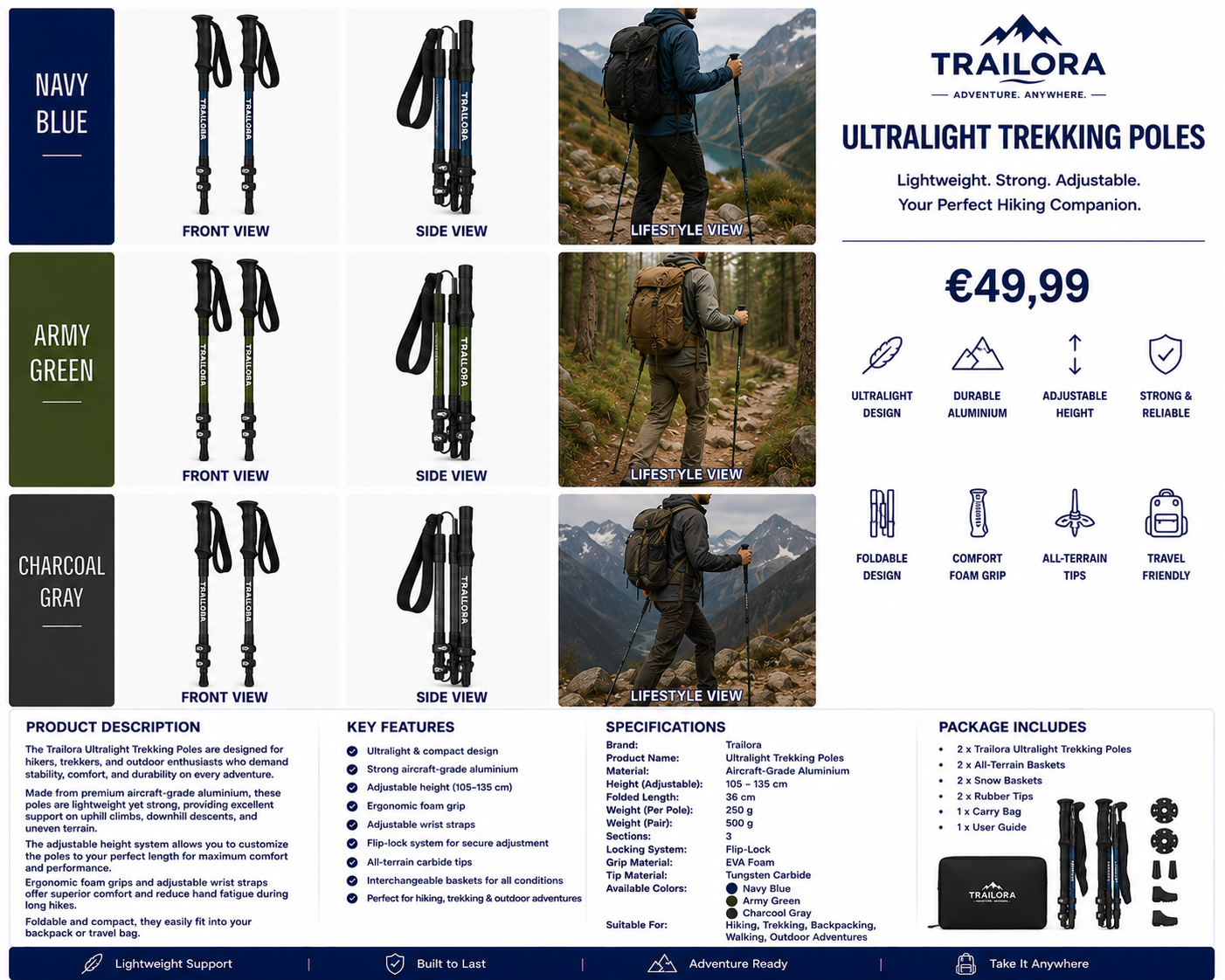 Trailora Ultralight Trekking Poles